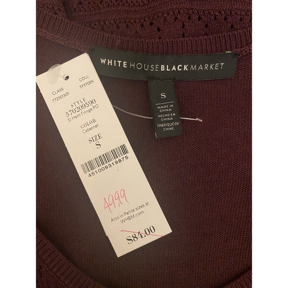 White House Black Market Cabernet Fringe Hem Sleeveless Crochet Knit Top Sz. S - Picture 3 of 5